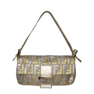 Fendi Lurex Metallic Zucca Baguette